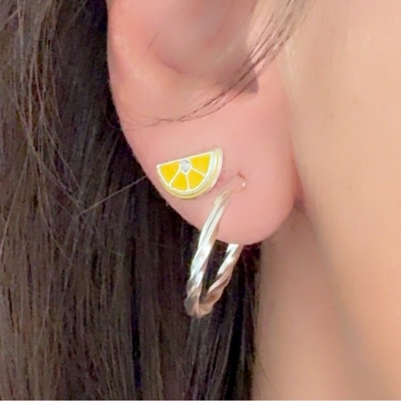 Sterling Silver Cubic Zirconia Lemon Ear Studs - Picture 3 of 13